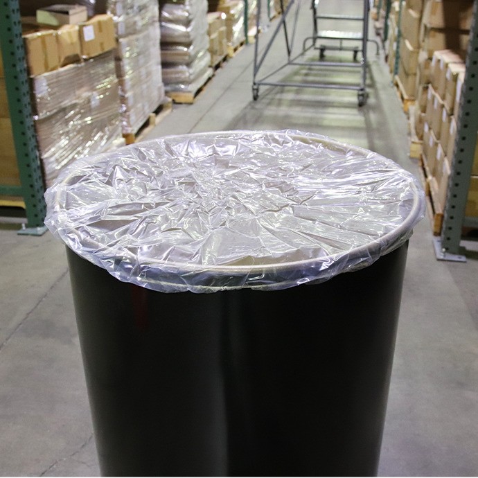 55 Gal Clear Elastic Drum Cover Dust Caps, 4 mil (100/case